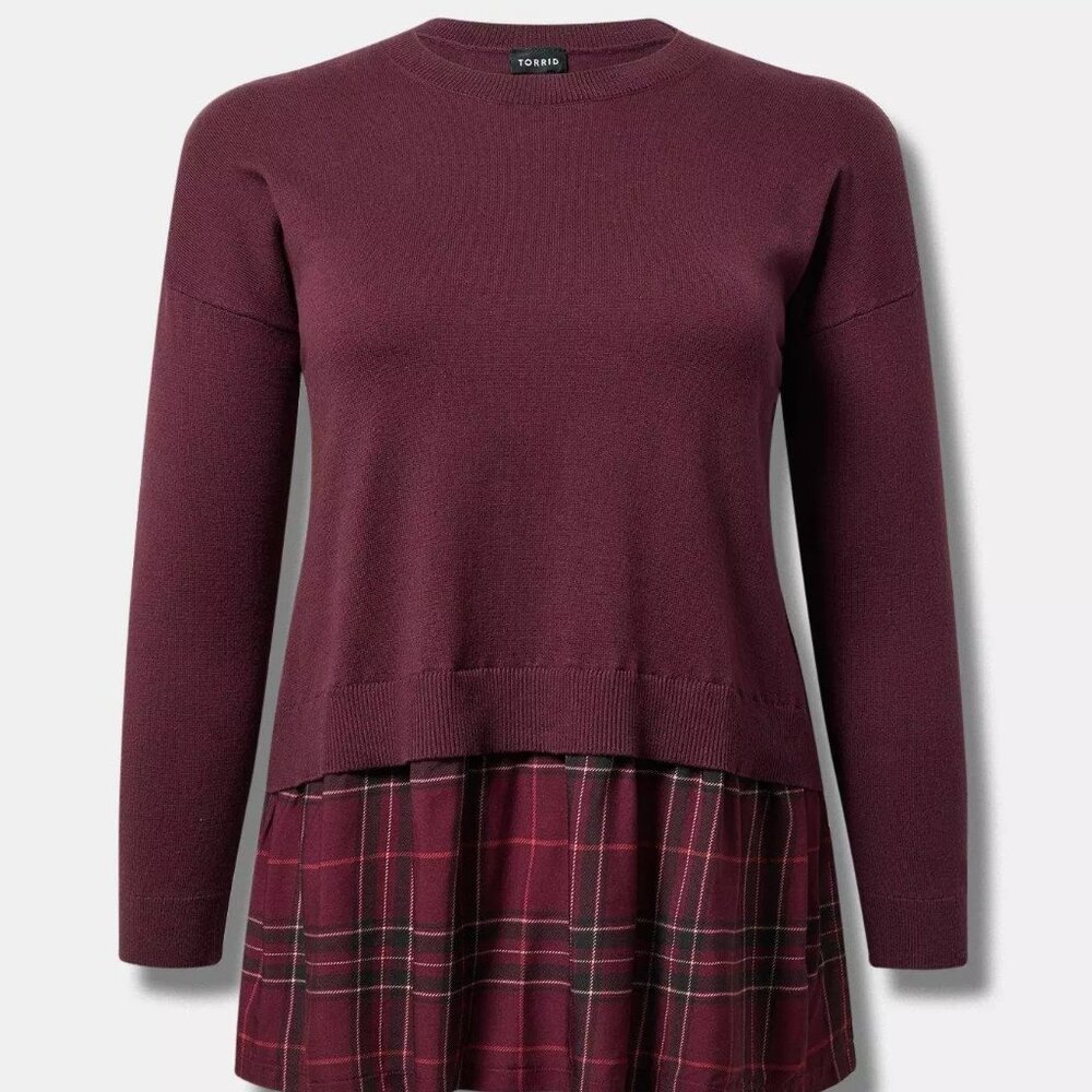 Torrid Soft Cotton Long Sleeve Cropped 2fer Sweater